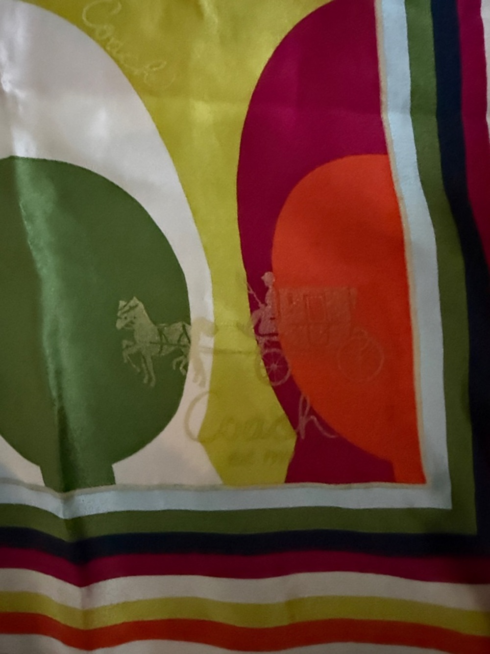 NIBag Coach Silk Legacy Stripe Border - Signature C interior Scarf - Picture 4 of 5